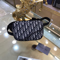 Dior 1ADPO223 Saddle Belt Bag Dior Oblique Galaxy Leather Black and Beige - Default Title - View 1
