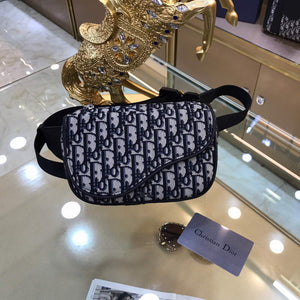 Dior 1ADPO223 Saddle Belt Bag Dior Oblique Galaxy Leather Black and Beige - Default Title - View 1