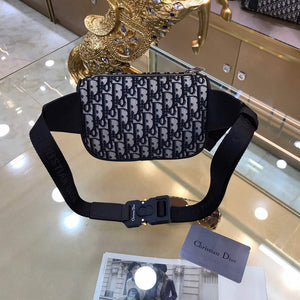Dior 1ADPO223 Saddle Belt Bag Dior Oblique Galaxy Leather Black and Beige - Default Title - View 2