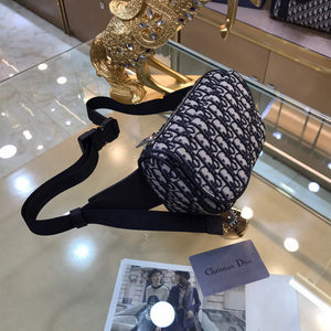 Dior 1ADPO223 Saddle Belt Bag Dior Oblique Galaxy Leather Black and Beige - Default Title - View 3