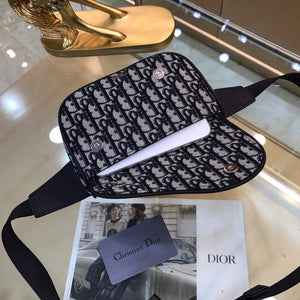 Dior 1ADPO223 Saddle Belt Bag Dior Oblique Galaxy Leather Black and Beige - Default Title - View 8
