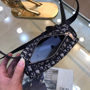 Dior 1ADPO223 Saddle Belt Bag Dior Oblique Galaxy Leather Black and Beige - Default Title - View 9