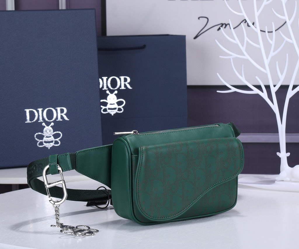 Dior 1ADPO223 Saddle Belt Bag Leather Green