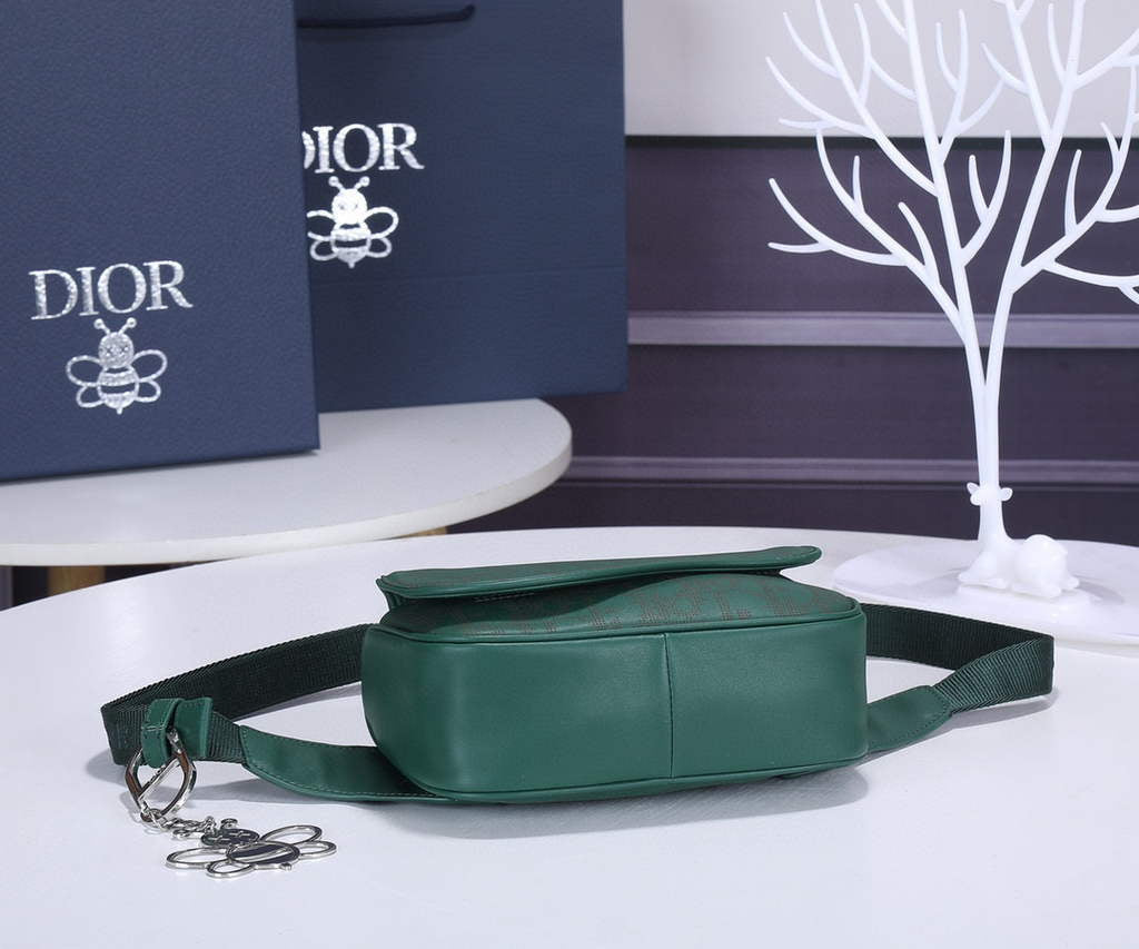 Dior 1ADPO223 Saddle Belt Bag Leather Green