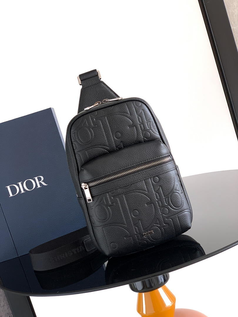 Dior  1ESBO065 Rider 2.0 Sling Bag Black Dior Gravity Leather and Black Grained Calfskin