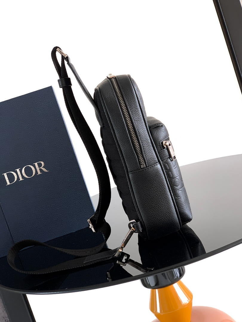 Dior  1ESBO065 Rider 2.0 Sling Bag Black Dior Gravity Leather and Black Grained Calfskin