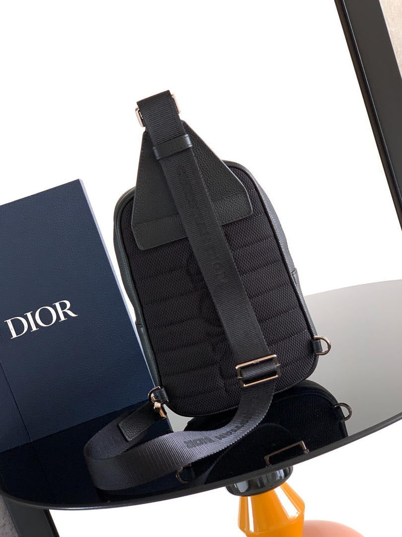 Dior  1ESBO065 Rider 2.0 Sling Bag Black Dior Gravity Leather and Black Grained Calfskin