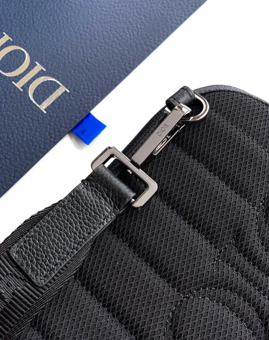 Dior  1ESBO065 Rider 2.0 Sling Bag Black Dior Gravity Leather and Black Grained Calfskin