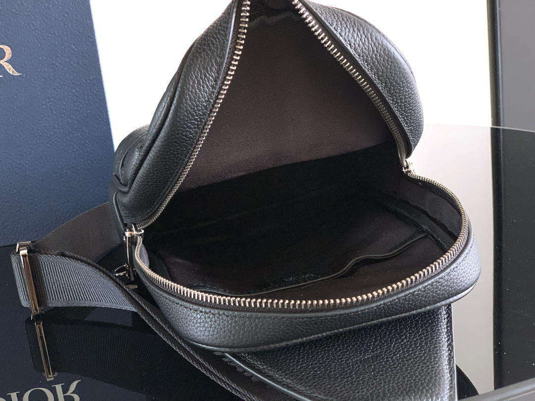 Dior  1ESBO065 Rider 2.0 Sling Bag Black Dior Gravity Leather and Black Grained Calfskin