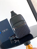 Dior 1ESBO065 Rider 2.0 Sling Bag Black Dior Oblique Jacquard and Black Grained Calfskin