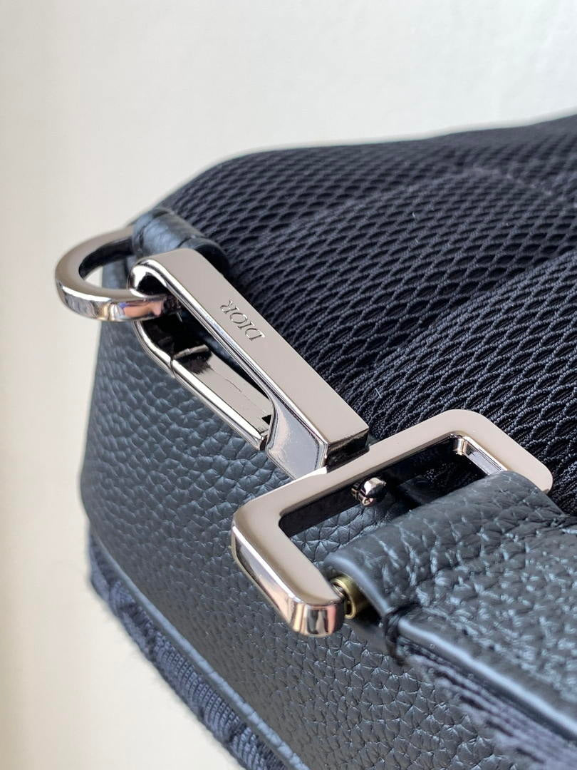 Dior 1ESBO065 Rider 2.0 Sling Bag Black Dior Oblique Jacquard and Black Grained Calfskin