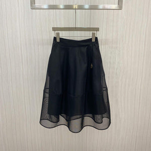 Dior 221J37 Flared Skirt in Black Tulle Tech - S - View 1