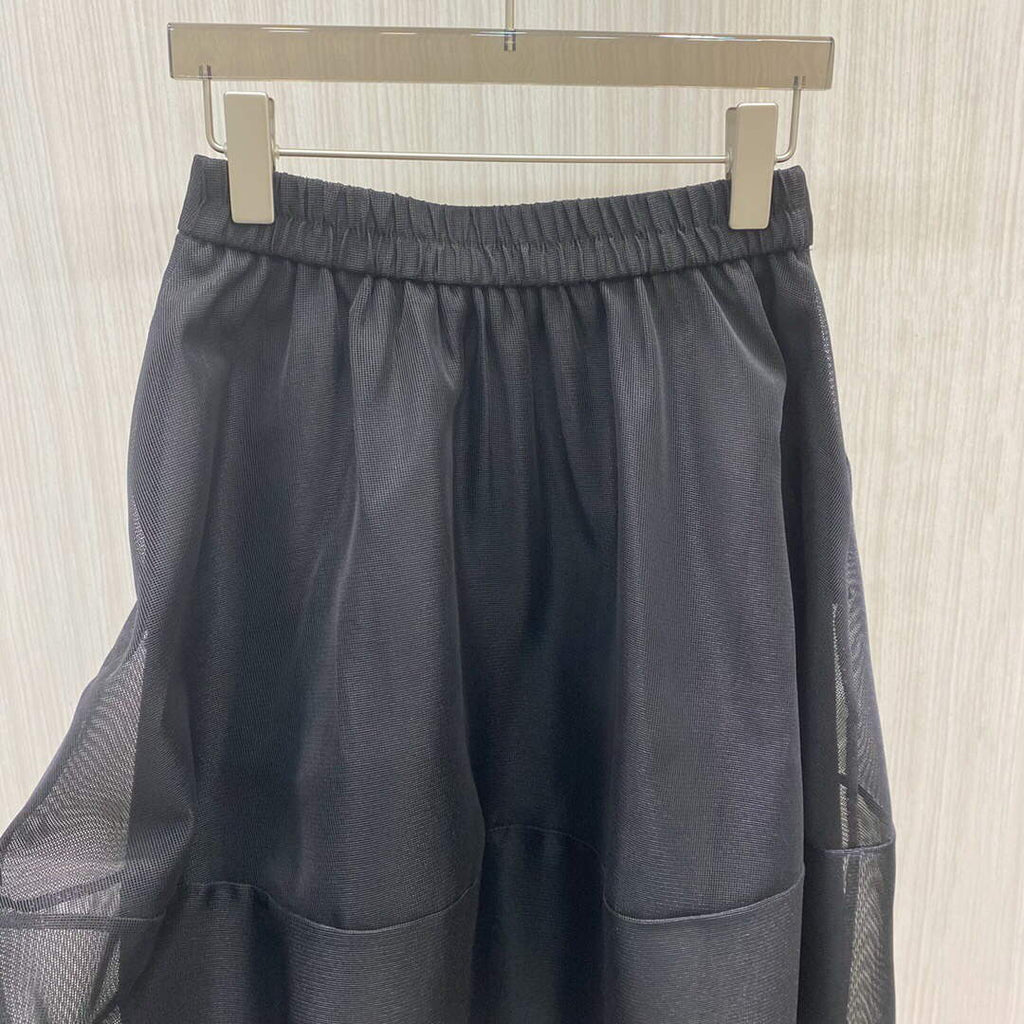 Dior 221J37 Flared Skirt in Black Tulle Tech