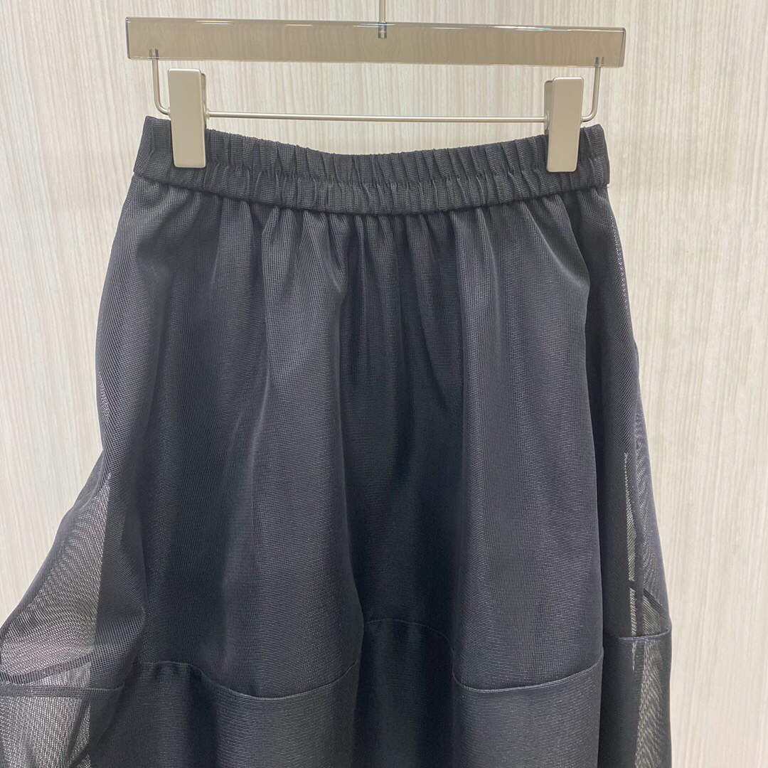 Dior 221J37 Flared Skirt in Black Tulle Tech