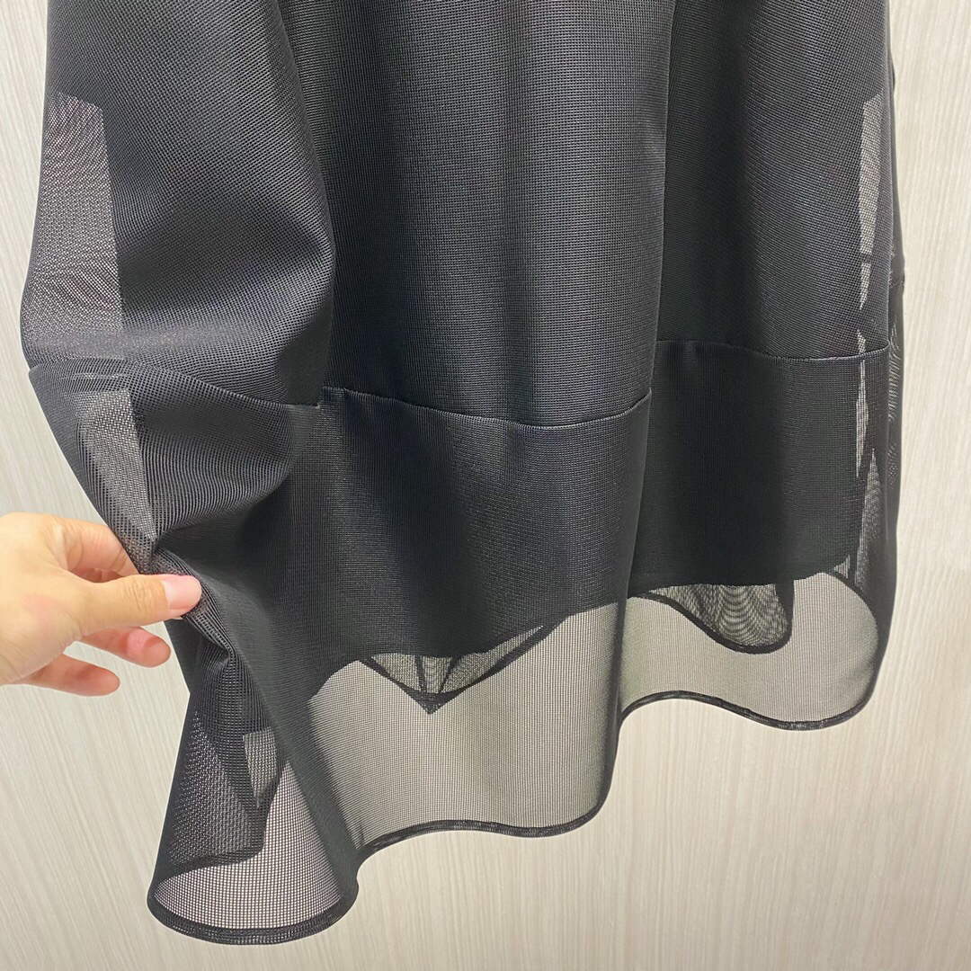 Dior 221J37 Flared Skirt in Black Tulle Tech