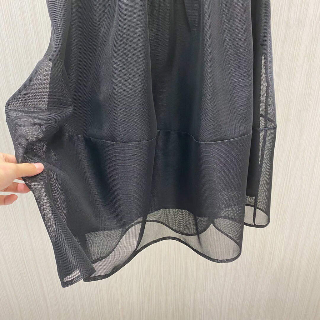 Dior 221J37 Flared Skirt in Black Tulle Tech