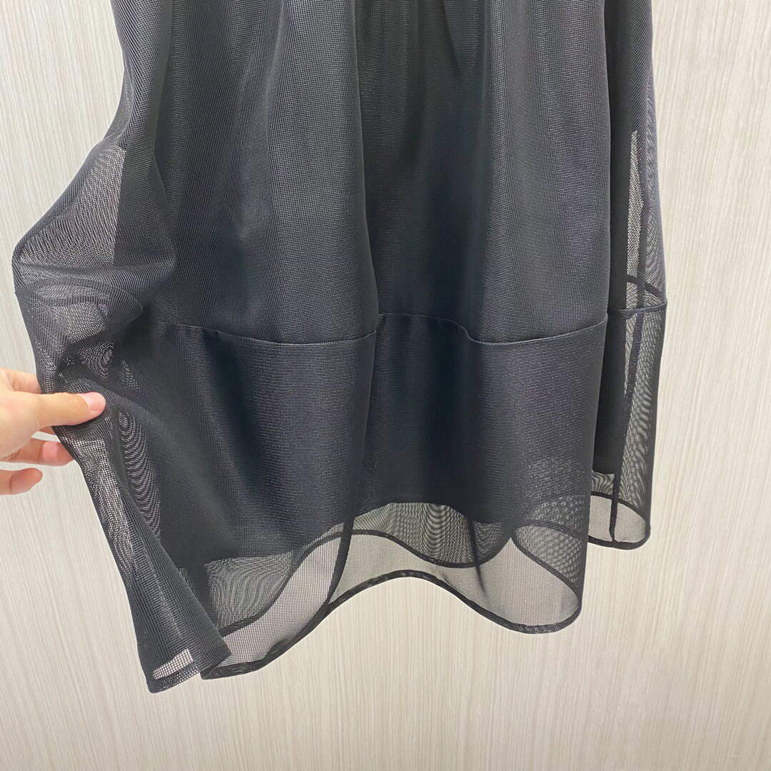Dior 221J37 Flared Skirt in Black Tulle Tech