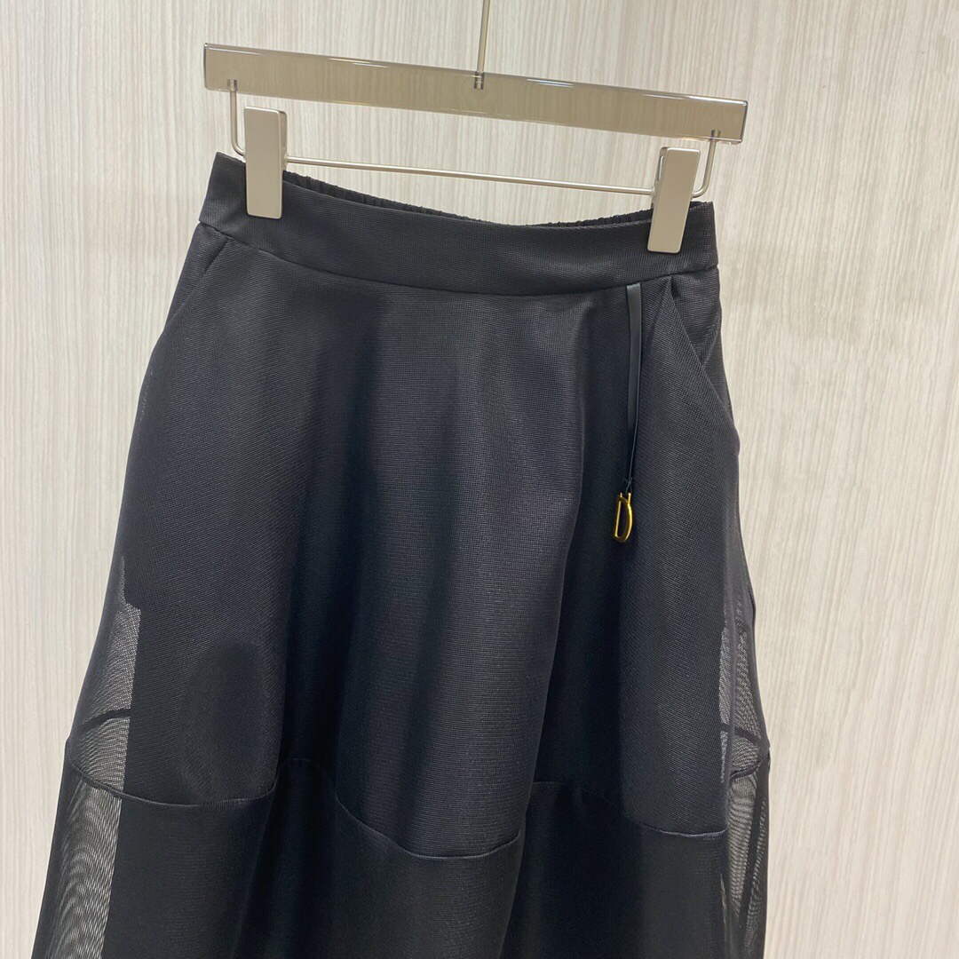 Dior 221J37 Flared Skirt in Black Tulle Tech
