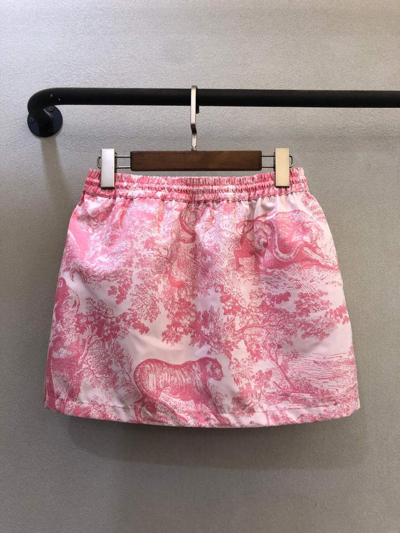 Dior 221J40 Spring/Summer Classic Print Miniskirt pink