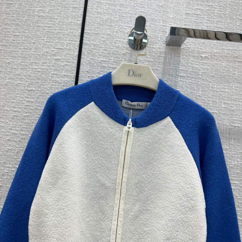 Dior  224V50 Dior Vibe Bomber Jacket Fluorescent Blue and White