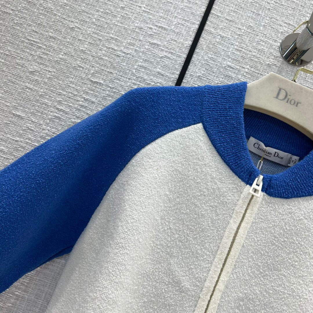Dior  224V50 Dior Vibe Bomber Jacket Fluorescent Blue and White