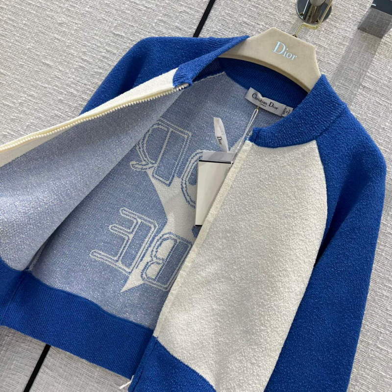 Dior  224V50 Dior Vibe Bomber Jacket Fluorescent Blue and White