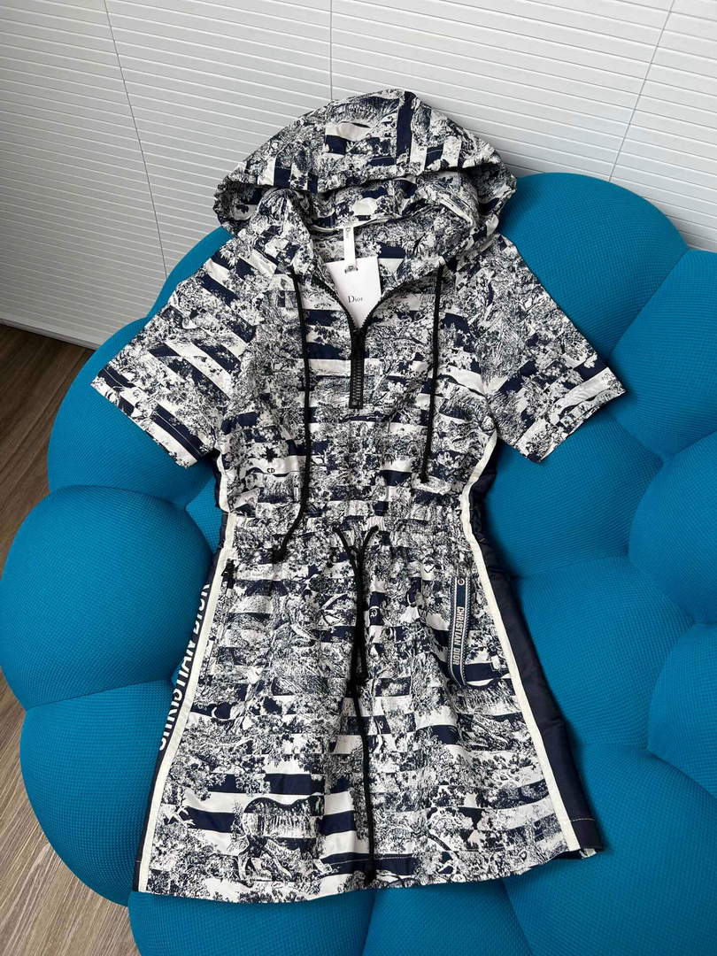 Dior 227R40 Short Hooded Dress Navy Blue - S - View 1