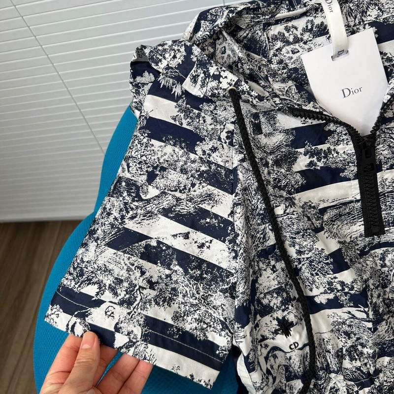 Dior 227R40 Short Hooded Dress Navy Blue