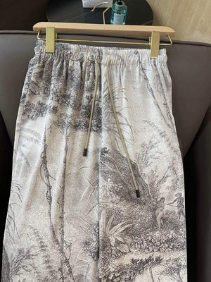 Dior 241P30 Printed Satin wide-leg Pants Gray white - S - View 5