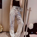 Dior 241P30 Printed Satin wide-leg Pants Gray white - S - View 1