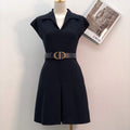 Dior 241R45 Mid Length Belted Dress Black - S - View 1