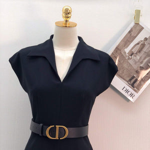 Dior 241R45 Mid Length Belted Dress Black - S - View 2