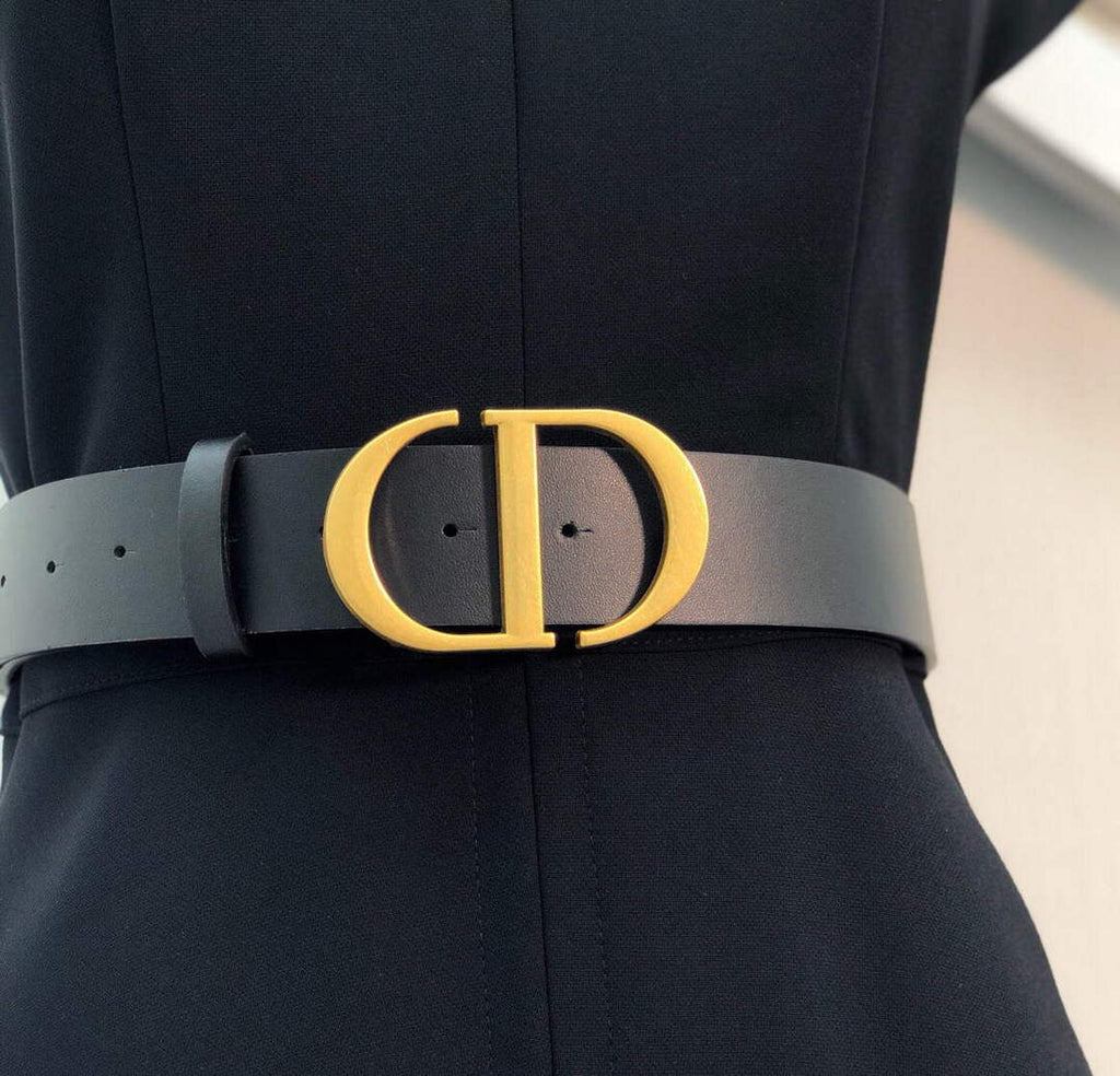 Dior 241R45 Mid Length Belted Dress Black