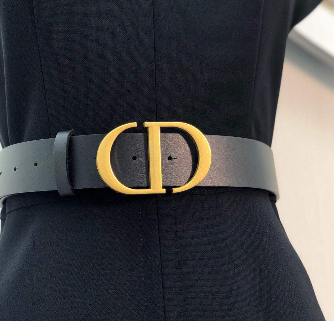 Dior 241R45 Mid Length Belted Dress Black