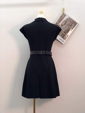 Dior 241R45 Mid Length Belted Dress Black - S - View 6