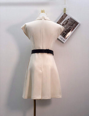 Dior 241R45 Mid Length Belted Dress White - S - View 6