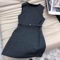 Dior 241R45 Mid Length Belted Dress Dark grey - S - View 1