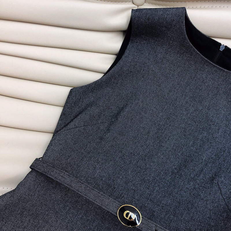 Dior 241R45 Mid Length Belted Dress Dark grey
