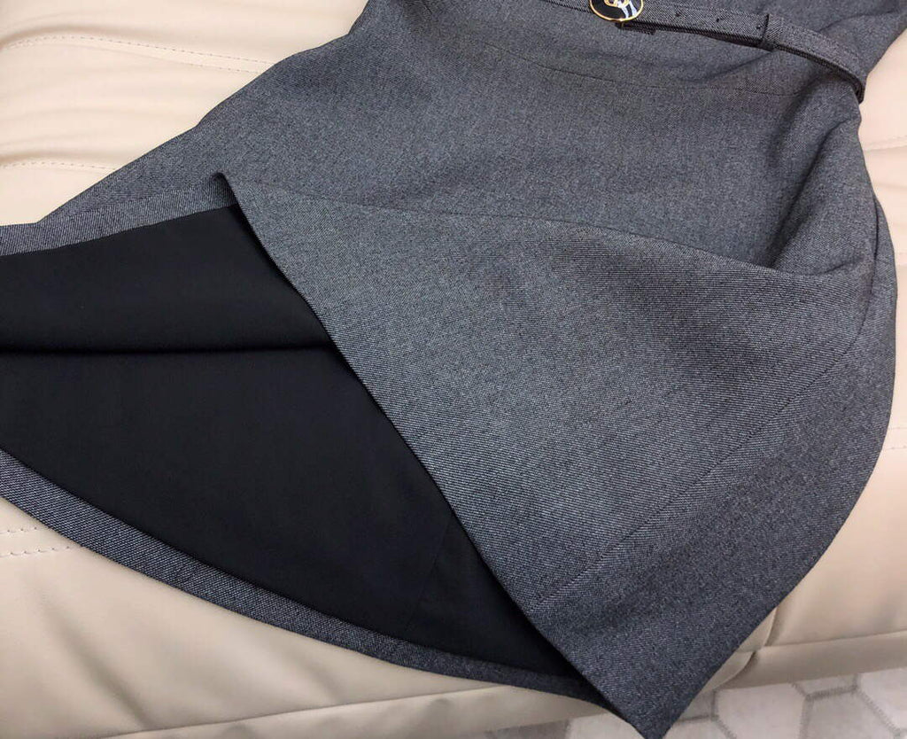 Dior 241R45 Mid Length Belted Dress Dark grey