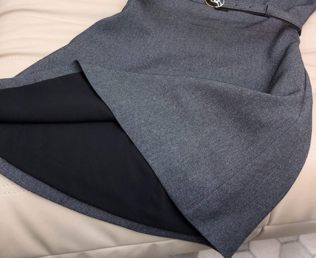 Dior 241R45 Mid Length Belted Dress Dark grey