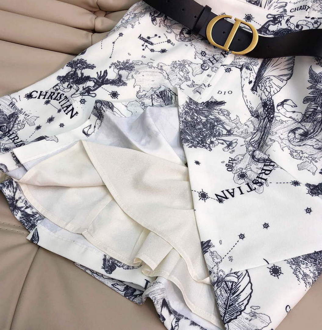 Dior 241R45 Mid Length Belted Dress White gray