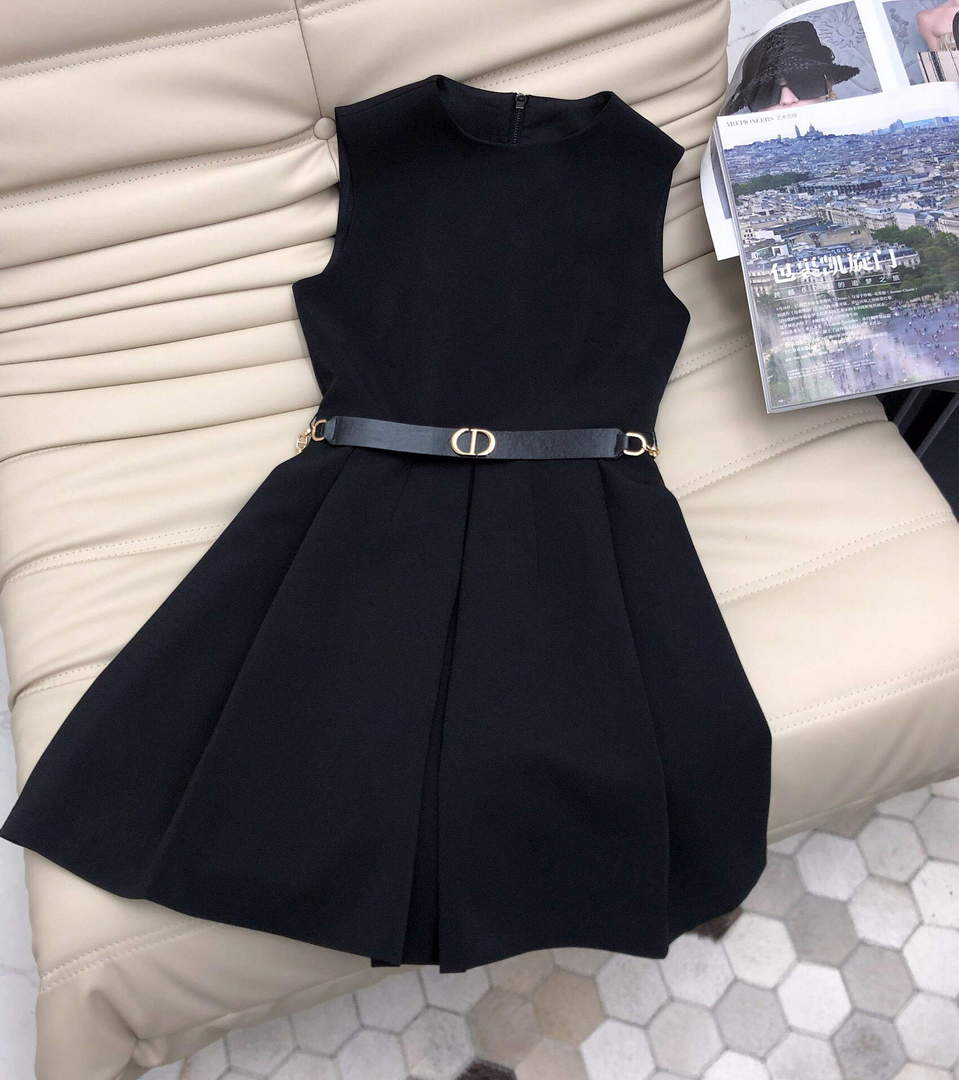 Dior 241R47 Mid Length Belted Dress Black - S - View 1