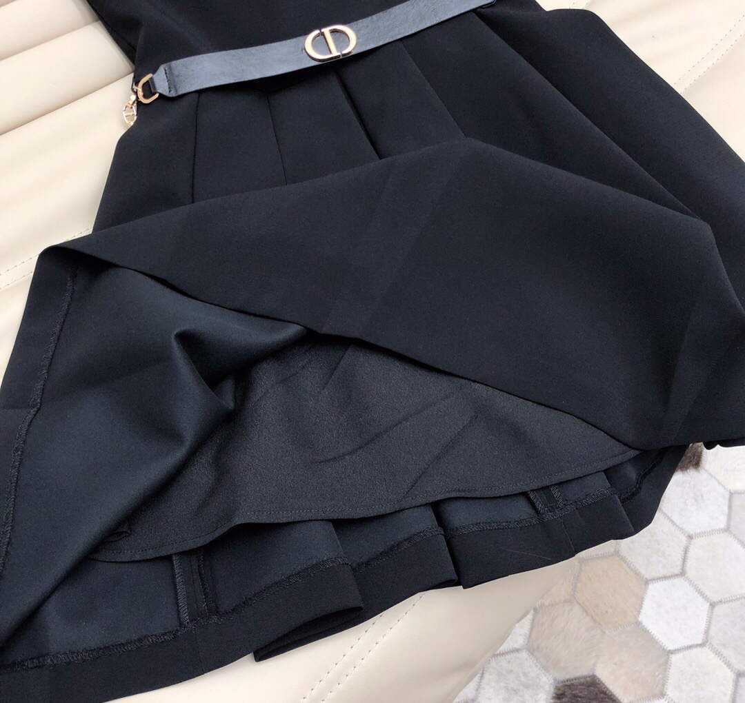 Dior 241R47 Mid Length Belted Dress Black