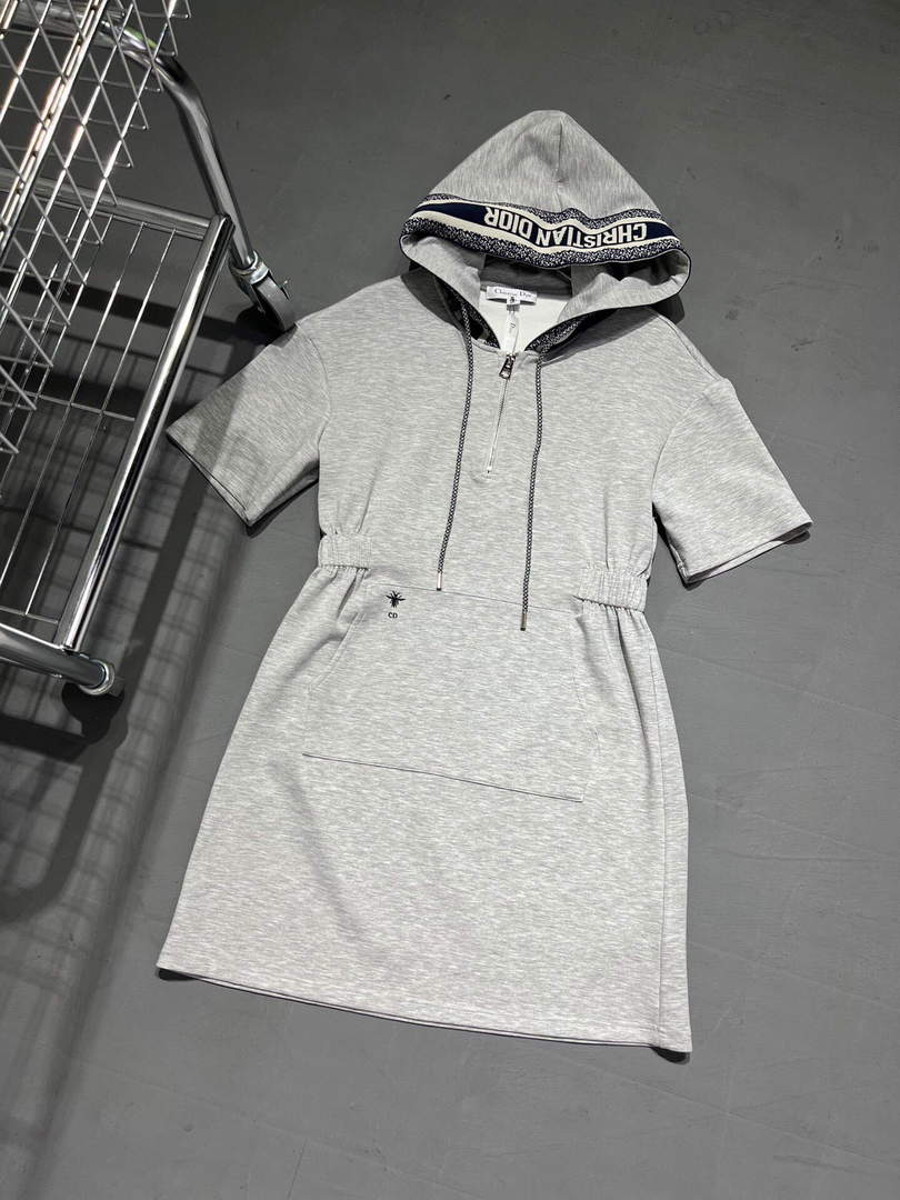 Dior 241R49 Mid Length Belted Dress Gray - S - View 1