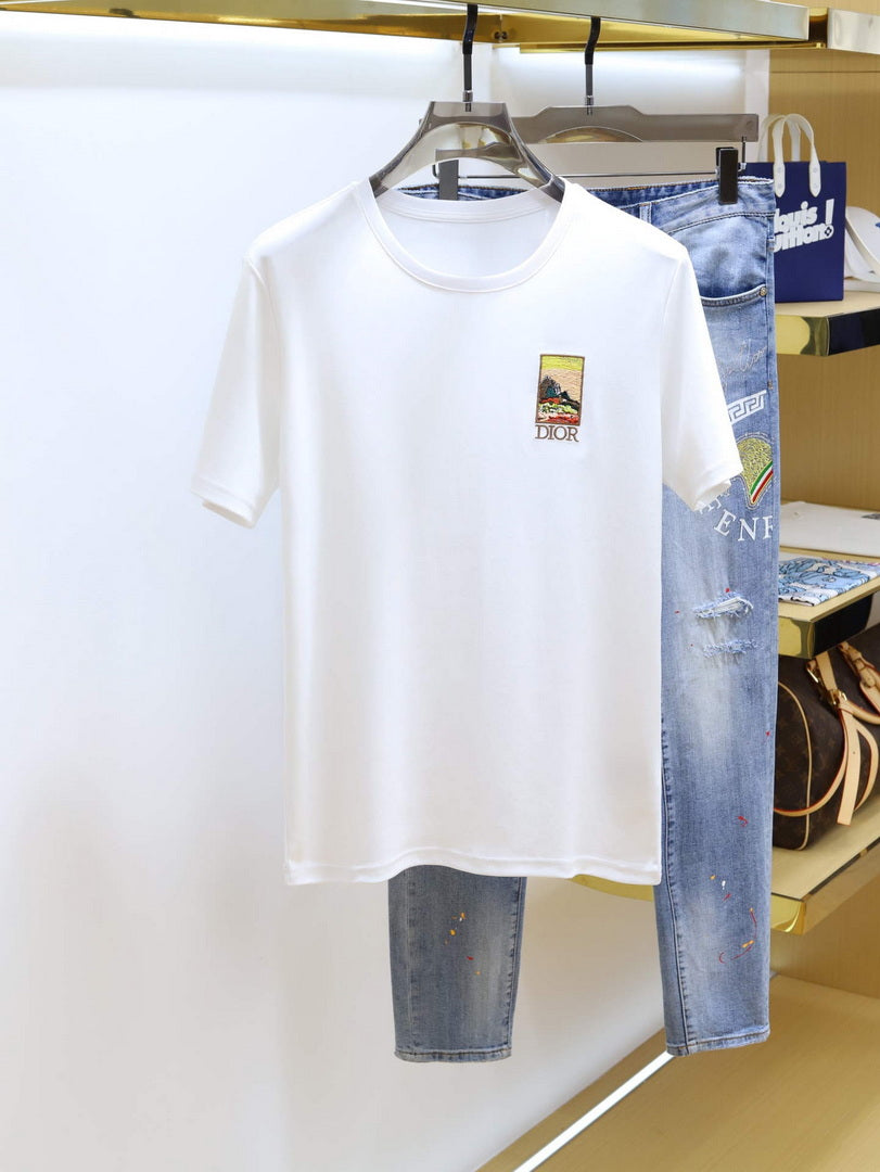 Dior 313J647 Men's Relaxed Fit Cotton Jersey T-shirt D65858