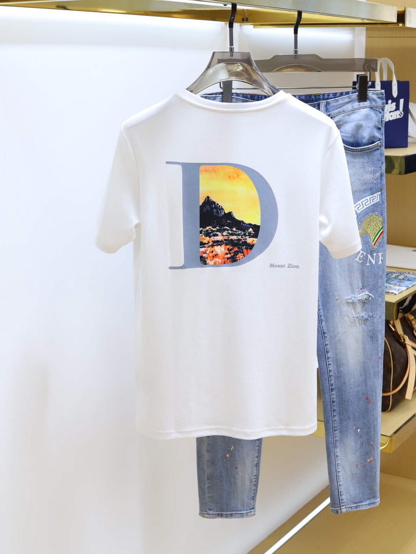 Dior 313J647 Men's Relaxed Fit Cotton Jersey T-shirt D65858