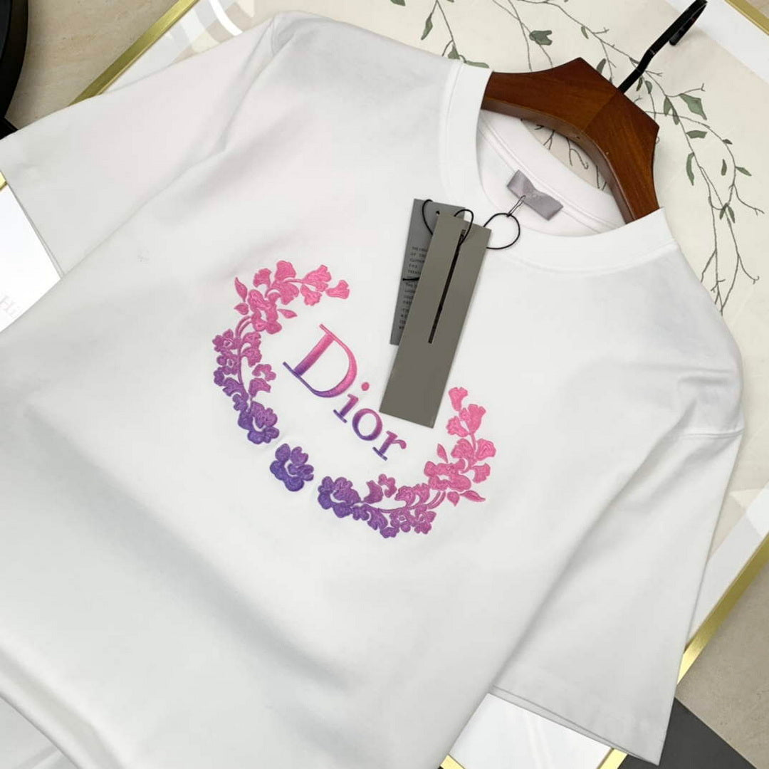 Dior 313J696 Men's Women's Relaxed Fit Cotton Jersey T-shirt D65842