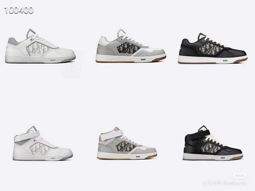 Dior 3SH132 B27 High Top Sneaker Gray and white Calfskin With Oblique Jacquard - Voguebags