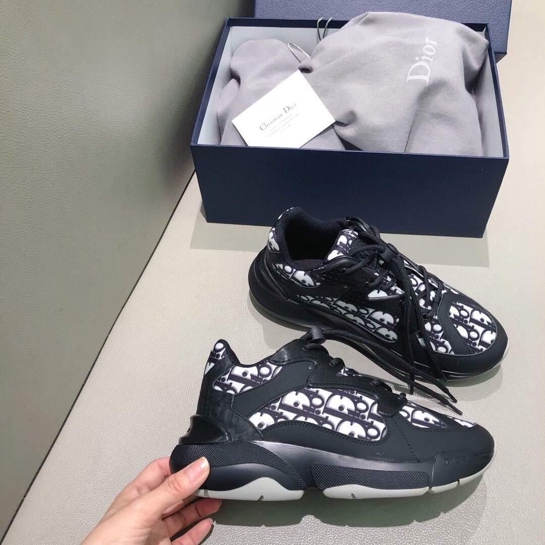 Dior 3SN248 Men's Women¡®s B24 SNEAKER Dior Oblique Canvas Black and white - luxibagsmall