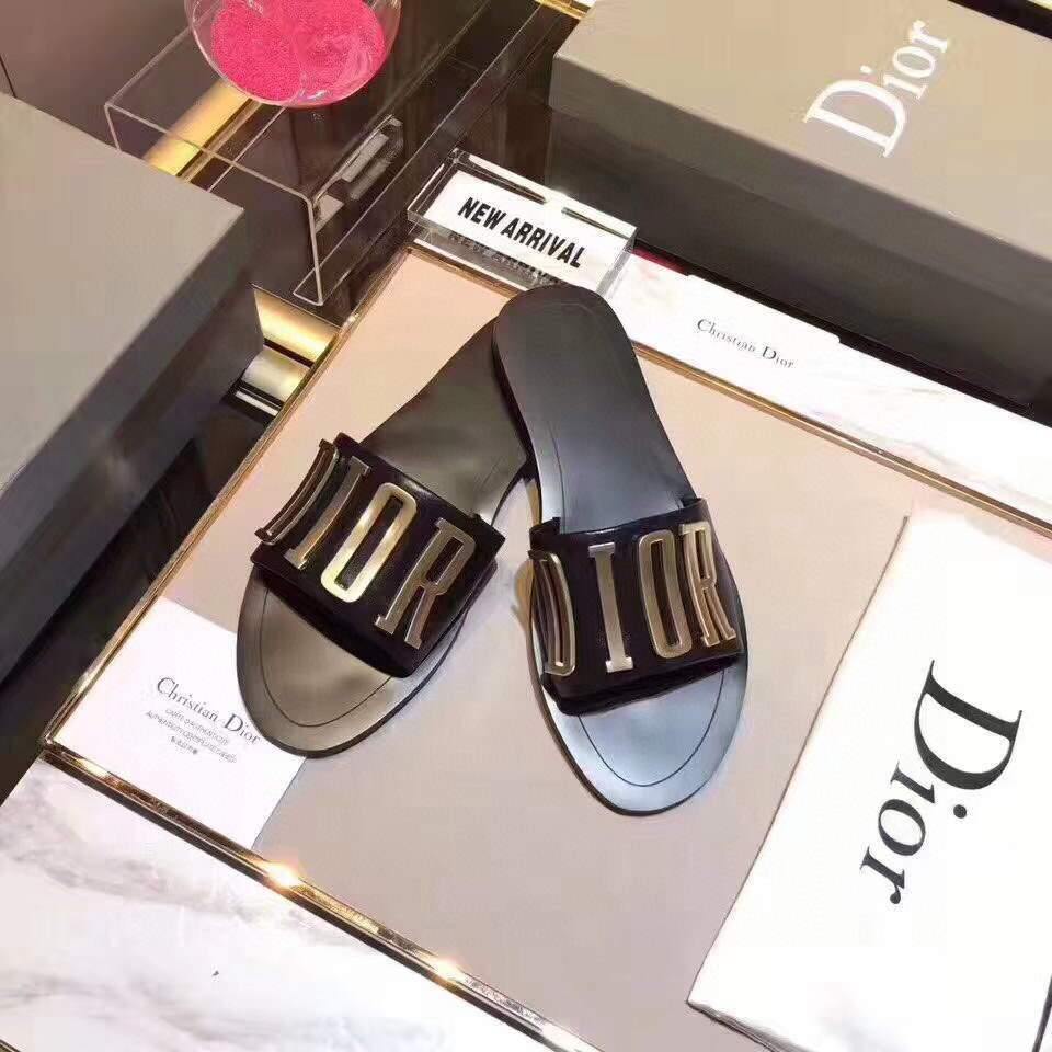 Dior 81178 Diro Letter slippers Sandals  White Black logo - luxibagsmall